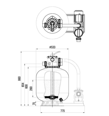 Dimensioni monoblocco filtrante Argento 500